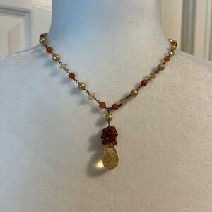 Amber and Pearl Necklace